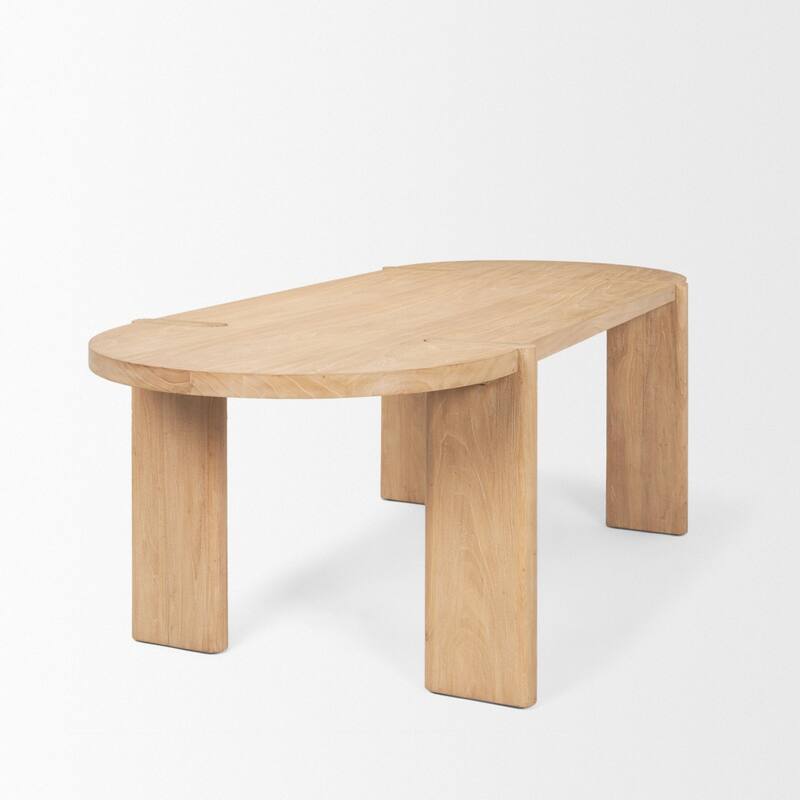 HomeRoots 91" Light Brown Wood Oval Dining Table - 91.00 in. x 30.00 in. x 38.00 in.