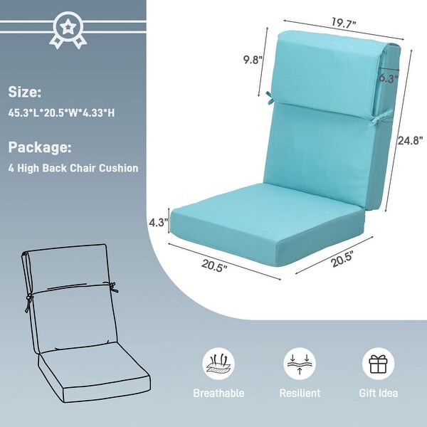 Aoodor Patio High Back Chair Cushions Set of 4 46x21x4 Inches Only Cushions On Sale Bed Bath Beyond 35623072