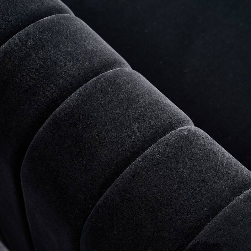 Modern Velvet Sofa with Channel Tufting & Gold Steel Legs - 3 Seater Couch