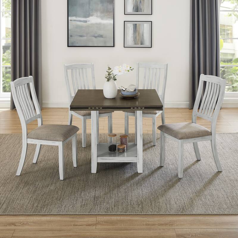 5-Piece Multifunctional Folding Table Set, with 4 Foldable Table Boards and 4 Chairs
