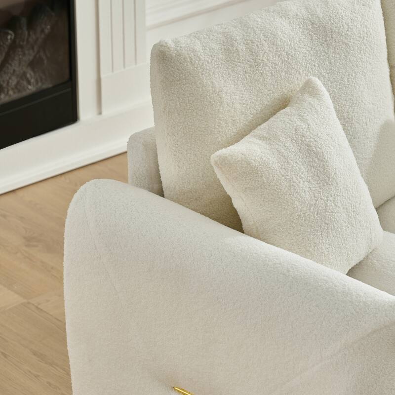 91.7" Modern Teddy Sectional Sofa with Storage Console, USB Ports & Cup Holders, Upholstered L-Shaped Couch with Chaise Lounges