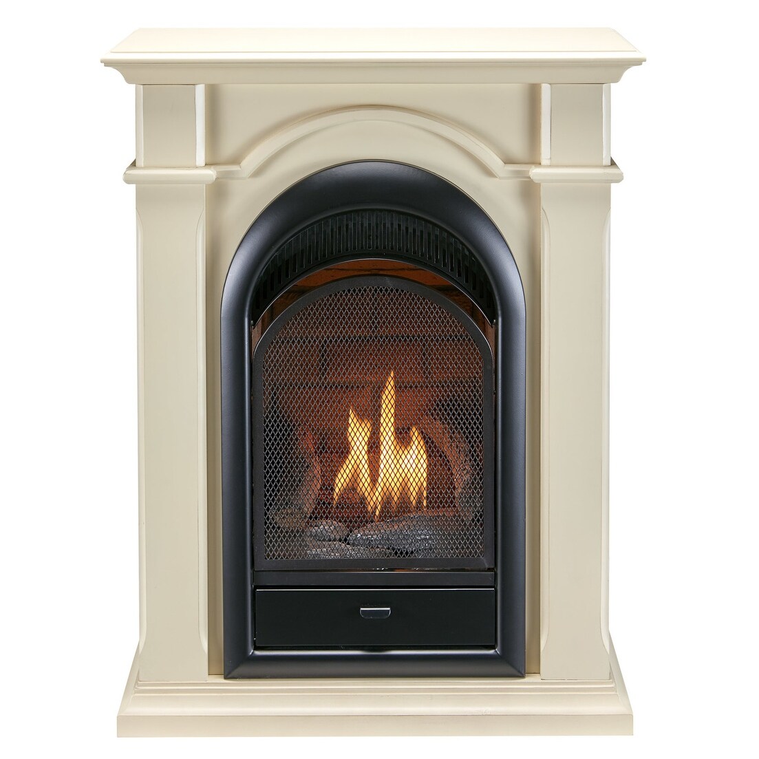 Duluth Forge Dual Fuel Ventless Gas Fireplace With Corner Combo Mantel 15 000 Btu T Stat Antique White Finish Dfs 150t 1aw Overstock 32162274