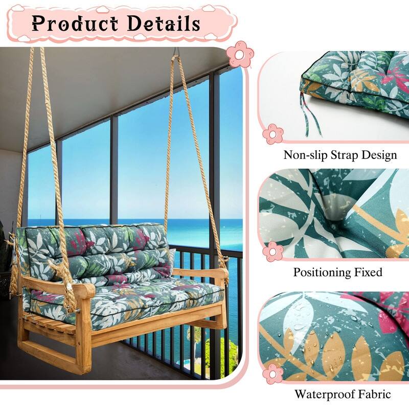 Porch Swing Replacement Cushion, 55in Outdoor Bench Cushions with Backrest Thicken 4"