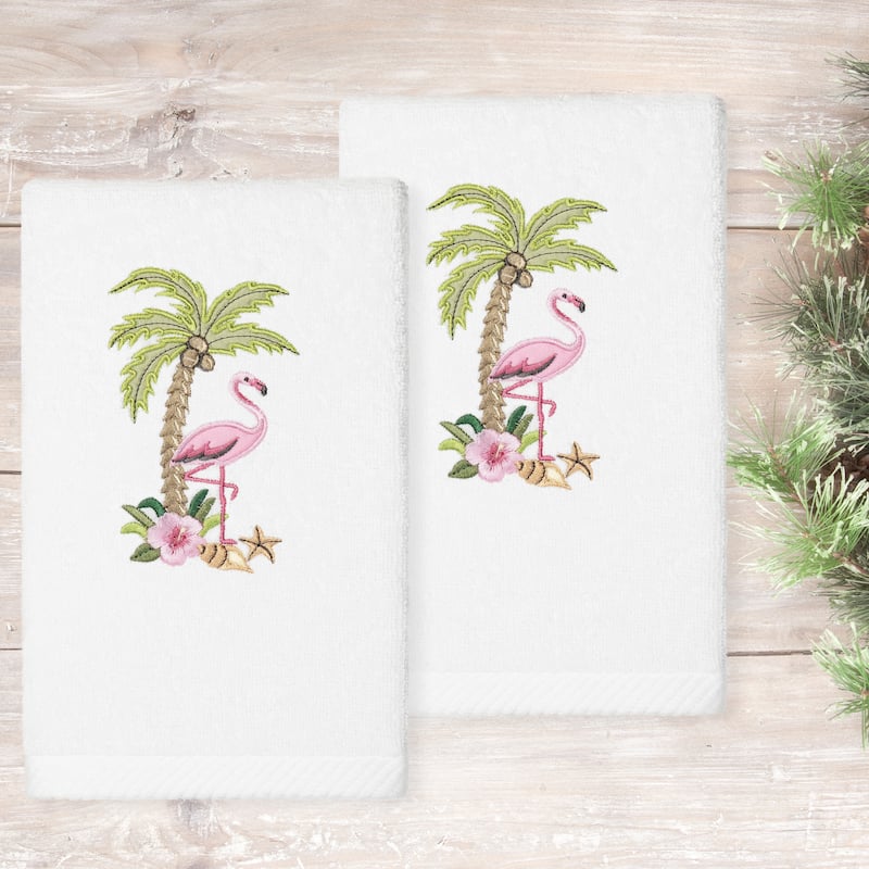 Authentic Hotel and Spa Flora - Embroidered Luxury 100% Turkish Cotton Hand Towels (Set of 2)