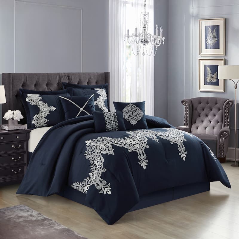 Nanshing Lacy 7 Piece Damask Embroidery Comforter Set