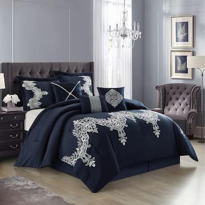 Nanshing Lacy 7 Piece Damask Embroidery Comforter Set