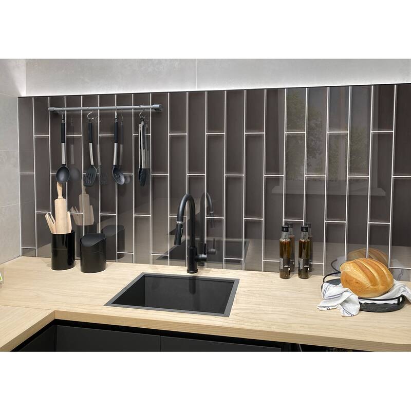 Apollo tile 3" x 12" Colorway Glossy Ash Gray Glass Tile (5 sq ft/case) - 20 Pack