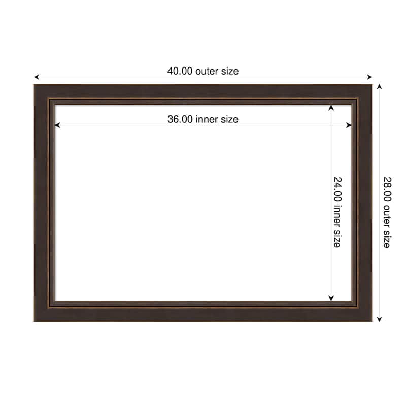 Amanti Art Lara Bronze Framed Dry Erase Magnetic Board - 40 x 28 in