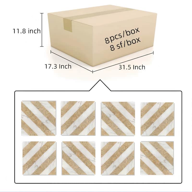 12"×12" Waterjet Polished Natural Stone Marble Tiles for Floor and Wall, 1 Box 8 PCS