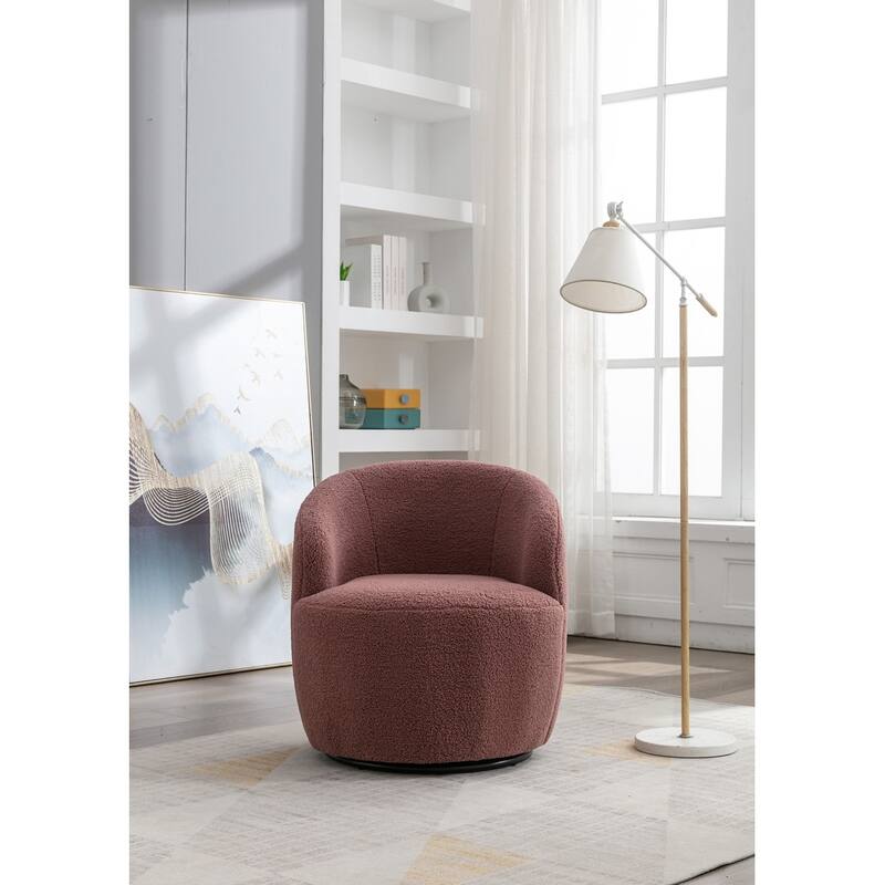 Teddy Fabric Swivel Accent Armchair Barrel Chair