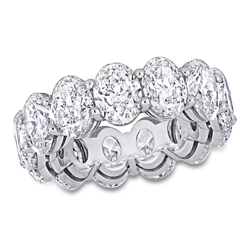 Miadora 13 1/10ct TDW Oval Diamond Eternity Ring in 18k White Gold