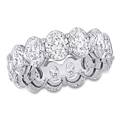 Miadora 13 1/10ct TDW Oval Diamond Eternity Ring in 18k White Gold