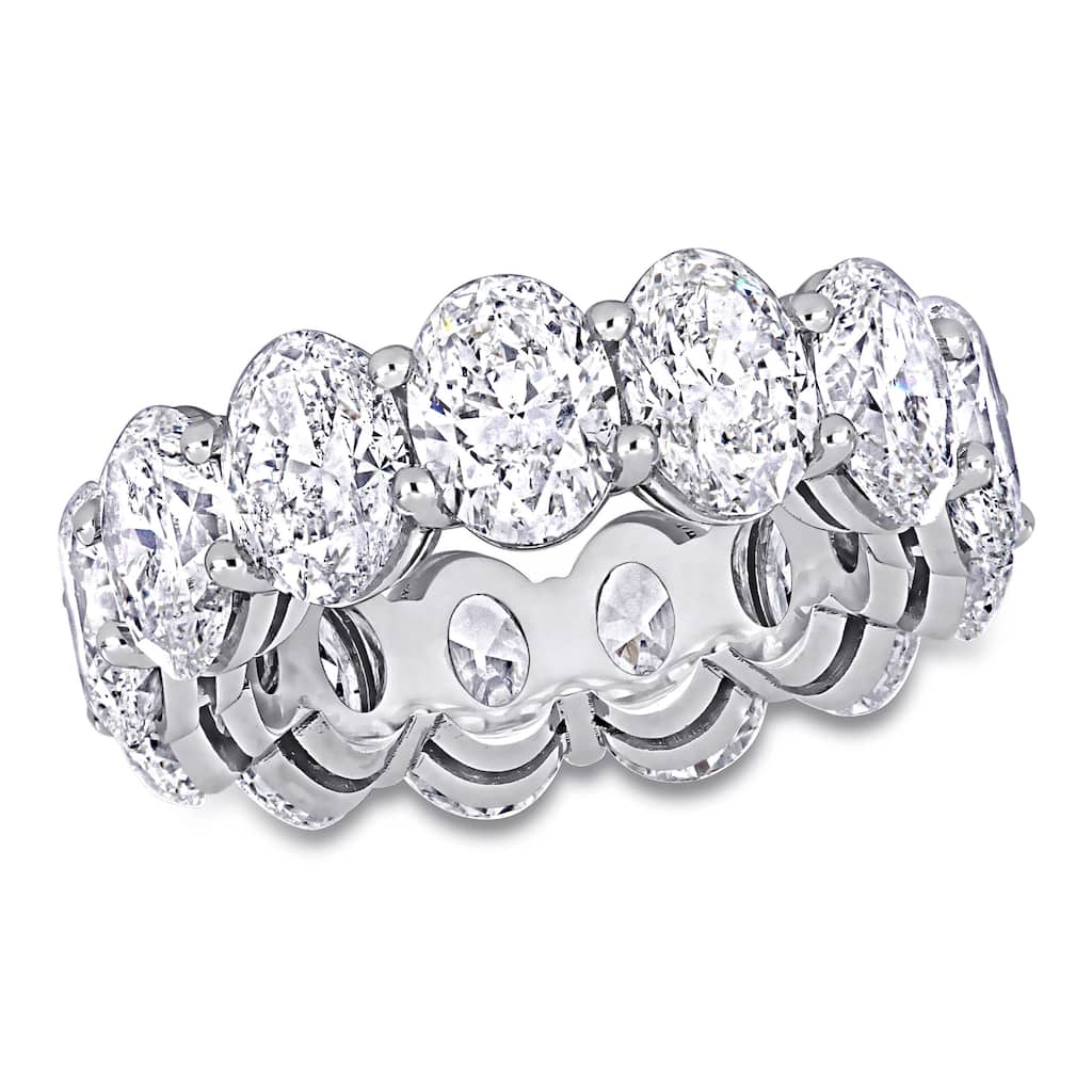 Miadora 13 1/10ct TDW Oval Diamond Eternity Ring in 18k White Gold