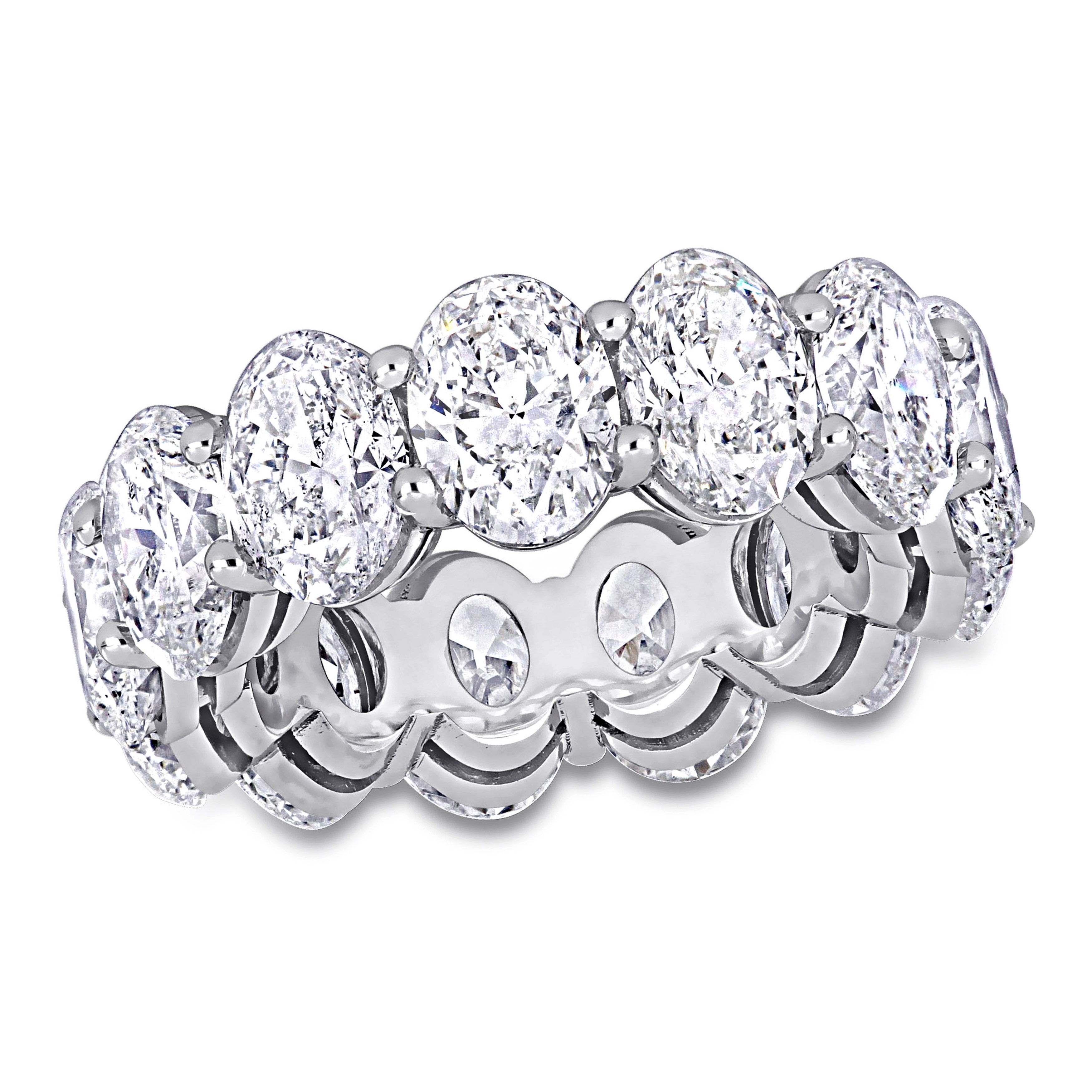 Miadora 13 1/10ct TDW Oval Diamond Eternity Ring in 18k White Gold