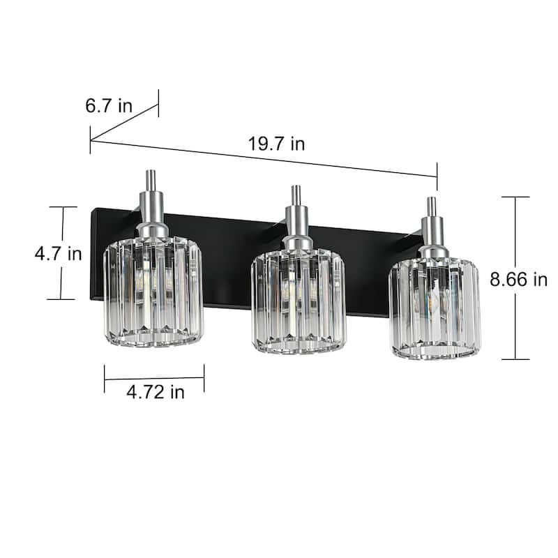 3/4/5-Light Modern Glam Dimmable Cylinder Crystal Wall Light Bathroom Vanity Light