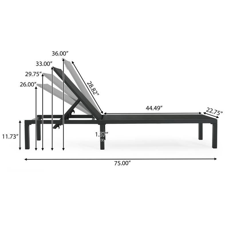 Perlas Outdoor Patio Adjustable Aluminum Chaise Lounge (set of 2) by Christopher Knight Home
