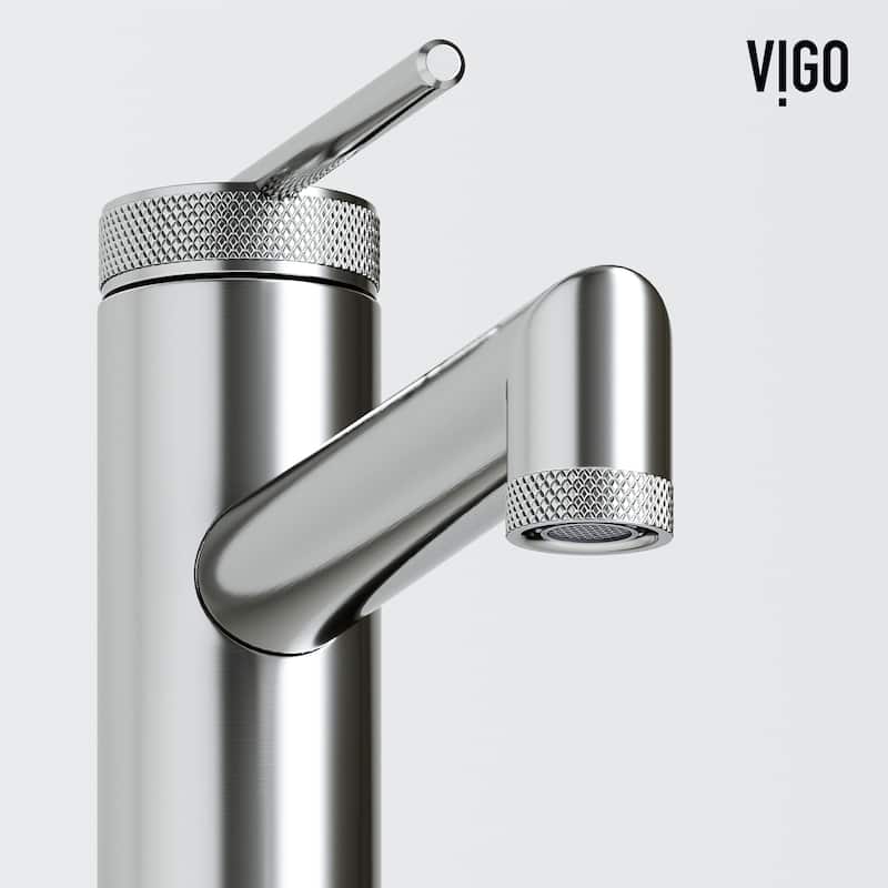 VIGO Orvieto 24"L x 15"W Concrete Vessel Sink and Sterling 11"H Faucet Set