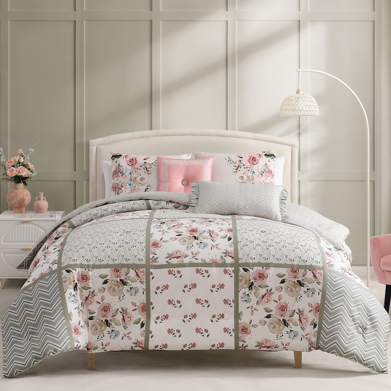 Bebejan Sage Serenity 100% Cotton Sateen5 Piece Reversible Comforter Set