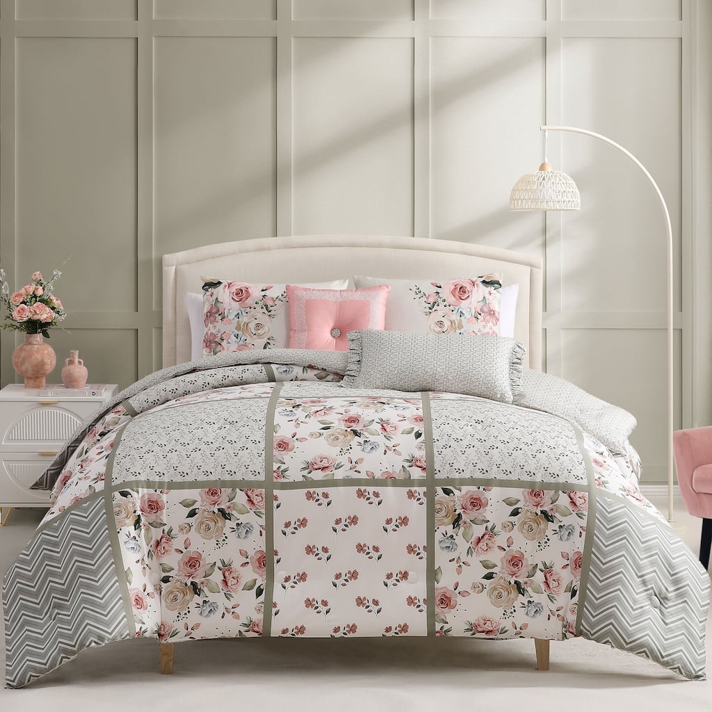 Bebejan Sage Serenity 100% Cotton Sateen5 Piece Reversible Comforter Set