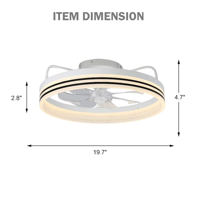 Cusp Barn 20-In Low Profile Fandelier Ceiling Fan with Light, Modern Flush Mount Dimmable LED Ceiling Light with APP Control