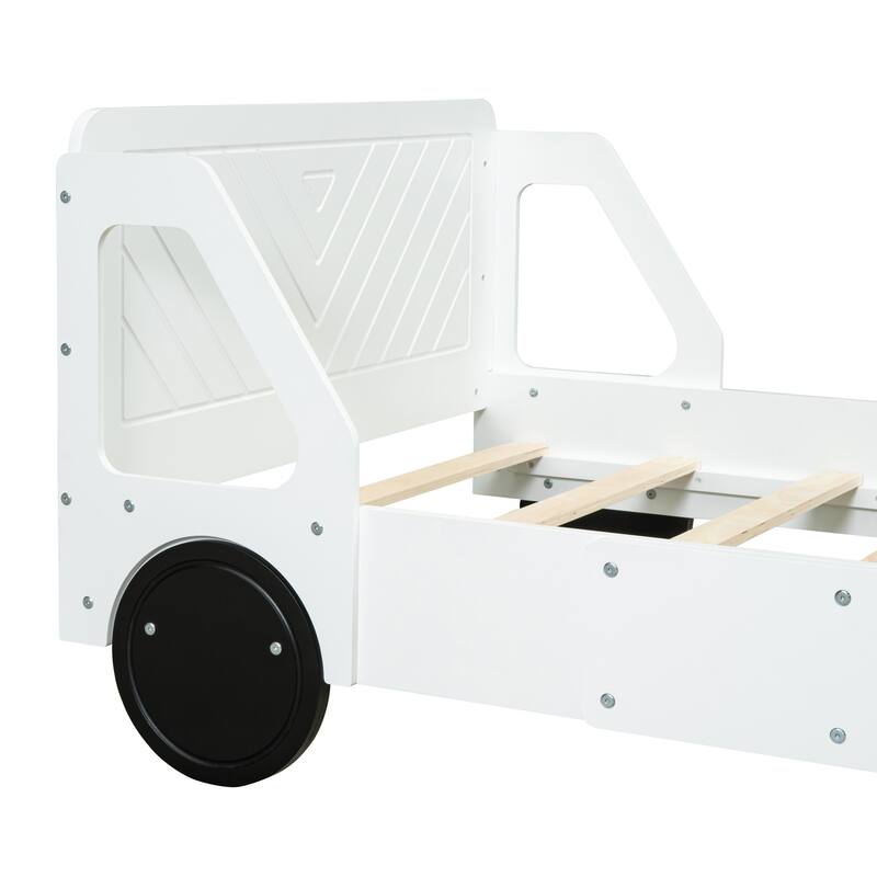 Plywood Car Shaped Platform Bed Frame with 4 Wheels
