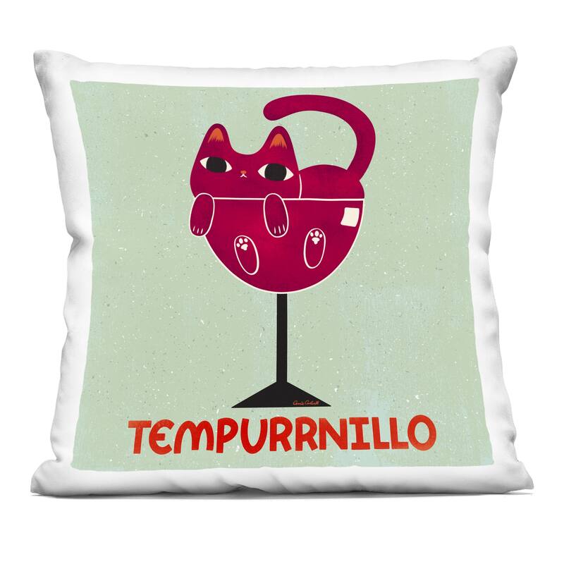 Stupell Tempurrnillo Cat Wine Decorative Printed Throw Pillow Design by Carrie Cantwell - Accent - Polyester - Red - Single
