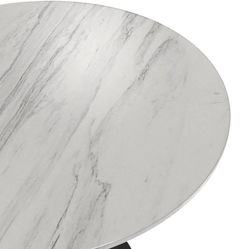 Verve Dining Table with a 36" Round Stone Tabletop in Black Steel - 35.43