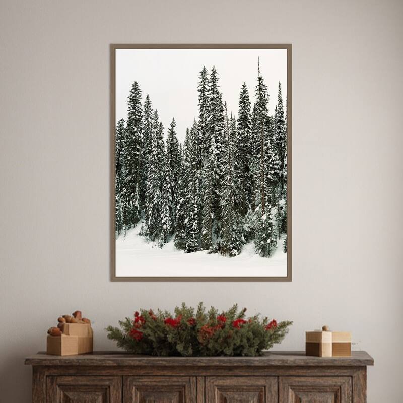 Winter Trees I by Justine Milton (23 x 30 in.), Framed Canvas Wall Art Print - Sylvie Dark Gold