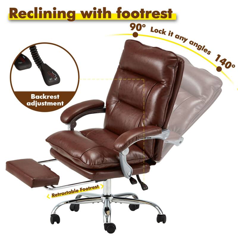 Reclining Executive Office Chair with Footrest