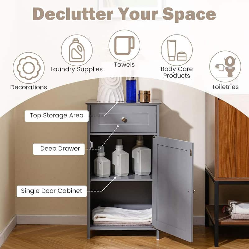 Floor Bathroom Storage Cabinet Freestanding Cabinet w/ Drawer