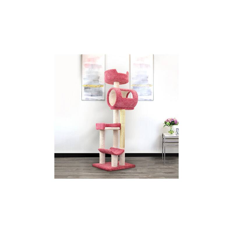 Multi-Level Climbing Cat Tower with Deep Beds and Sisal Rope Posts for Large Indoor Cats