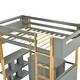 preview thumbnail 32 of 32, Twin Size Loft Bed with Built-in Storage Cabinet, Cubes & Foldable Desk, Solid Wood Loft Bed Frame for Kids Teens Adults