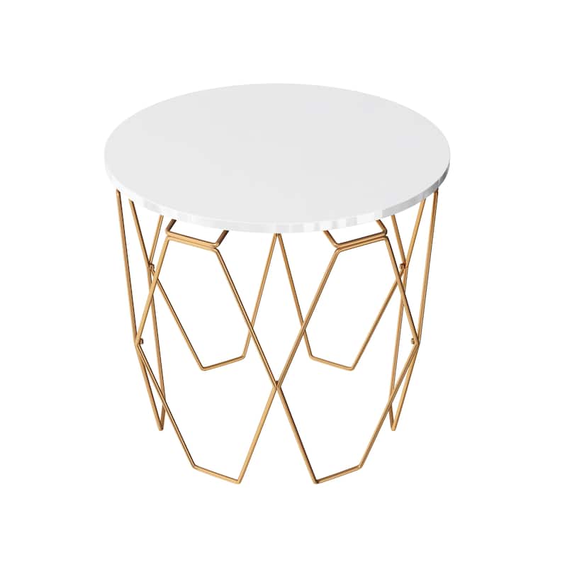 Furniture of America Lavina Modern White and Gold Tone 24-inch Side Table