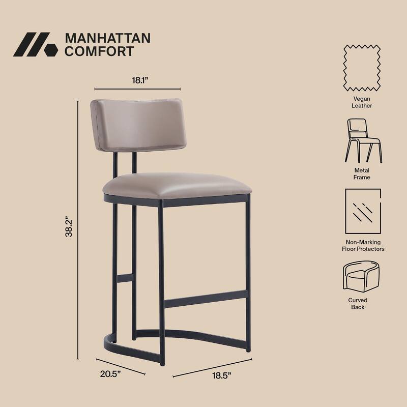 Manhattan Comfort Juno Metal Vegan Leather Counter Stool