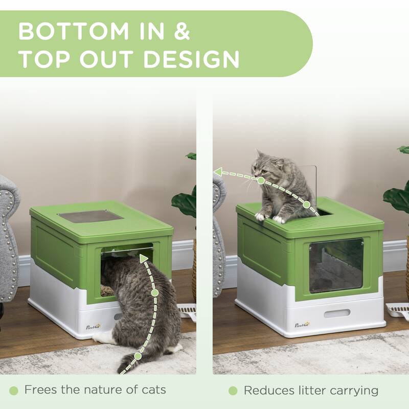 PawHut Fully Enclosed Cat Litter Box with Scoop