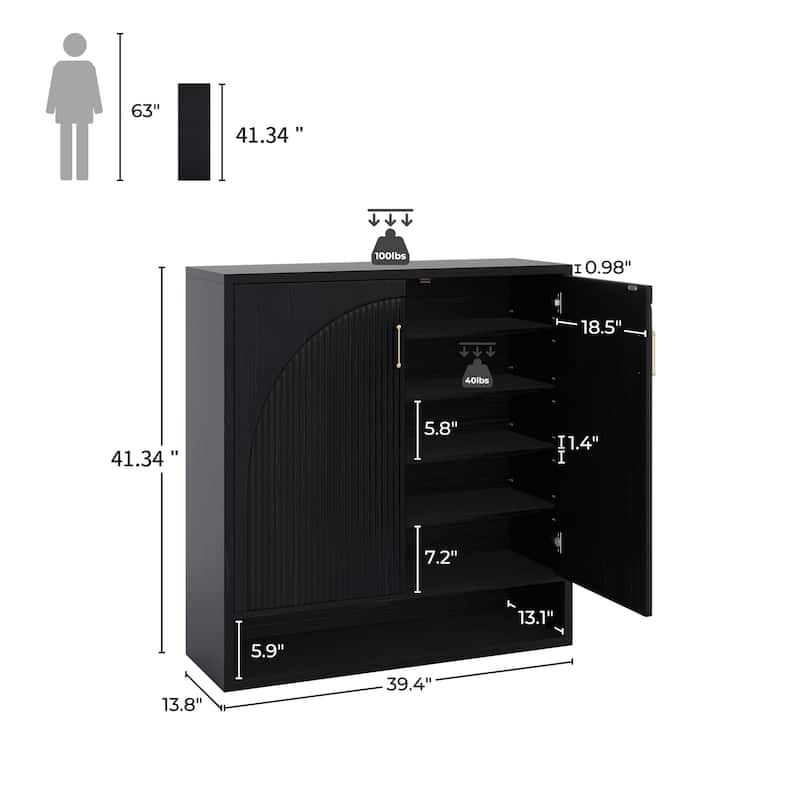 24 Pair Shoe Storage Cabinet with Adjustable Shelves, Hidden Shoe Organizer for Entryway, Foyer, Hallway