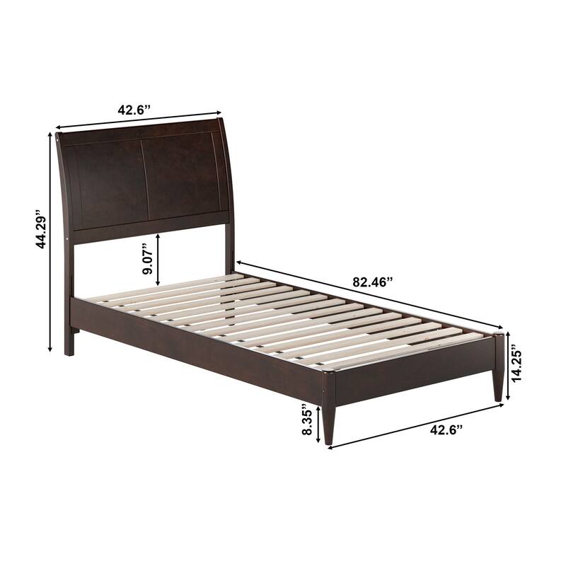 Solid Wood Sleigh Bed with USB Charger