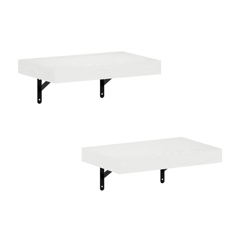 Furinno Tanna 15-Inch Wall Mounted Floating Display Shelves, Natural, Set of 2 - White Texture