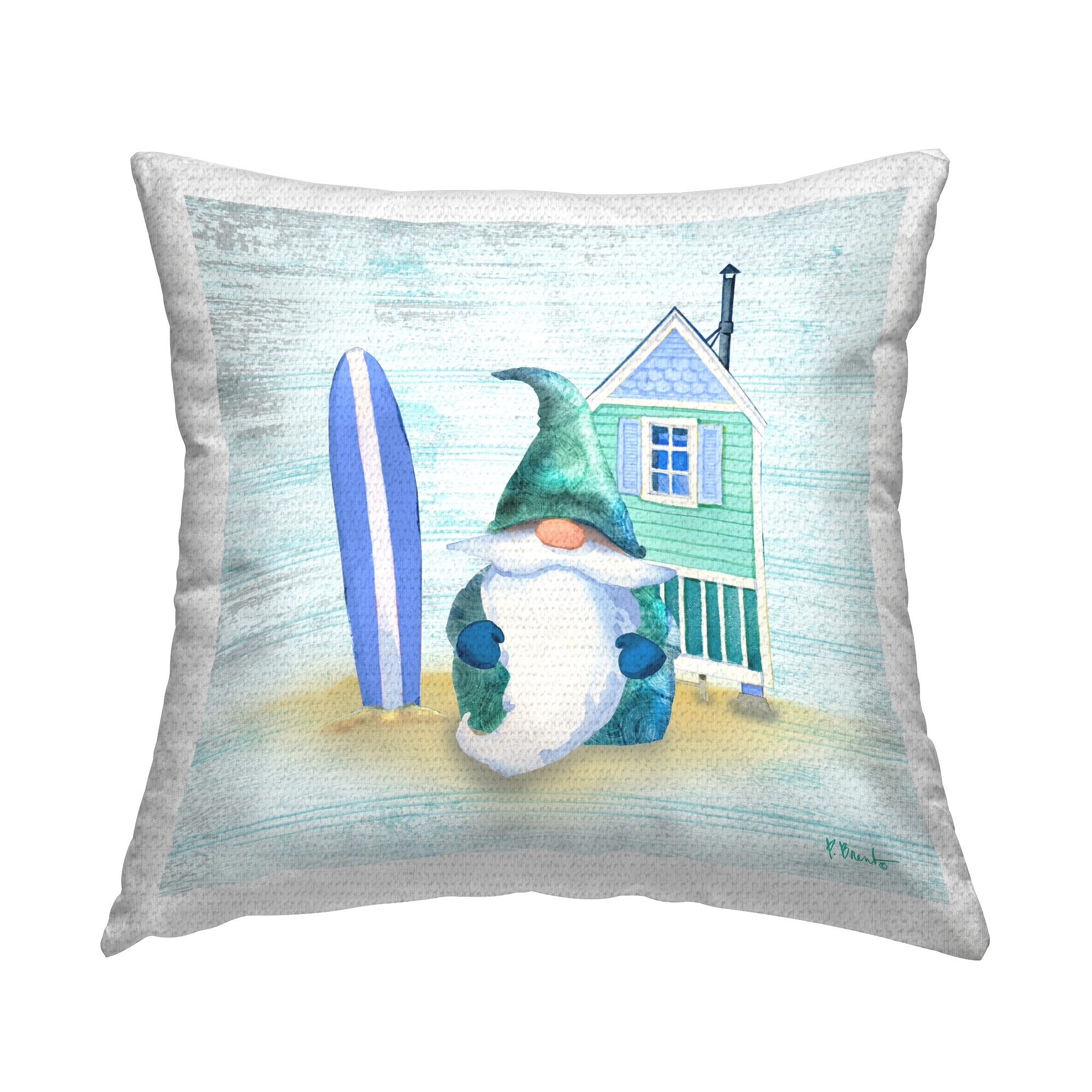 Stupell Seaside Beach House Gnome Printed Outdoor Throw Pillow Design by Paul Brent