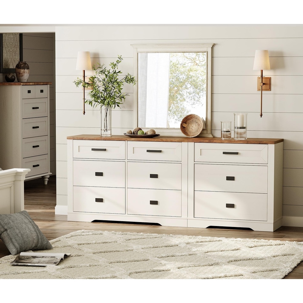 white dresser inexpensive ZORPLIX 10 Drawer for Bedroom, 55" Long High Gloss Dresser, Its sturdy build provides a strong bearing capacity White Dressers - Bed Bath