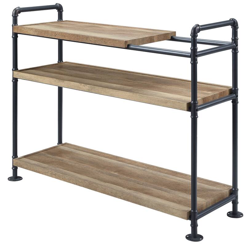 Mankato Oak and Sandy Black 3-Shelf Bookshelf
