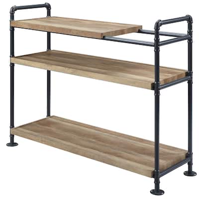 Mankato Oak and Sandy Black 3-Shelf Bookshelf