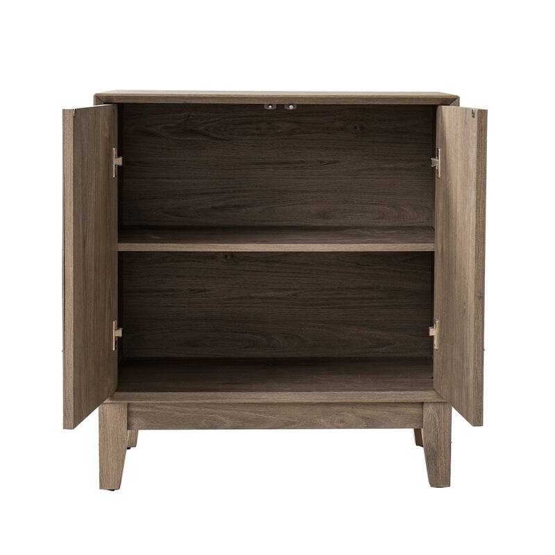 Mid-Century Modern Wooden Storage Buffet with Doors and Shelves