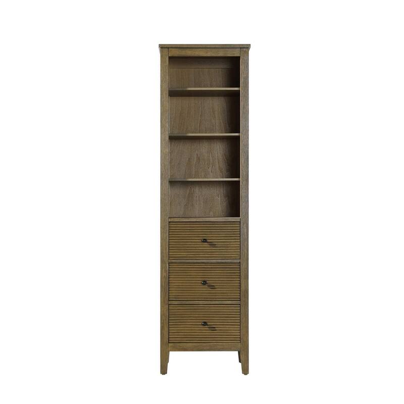 Kensington 16-28 Inch Open Shelving Bath Storage Cabinet - Hazel Oak - 20"