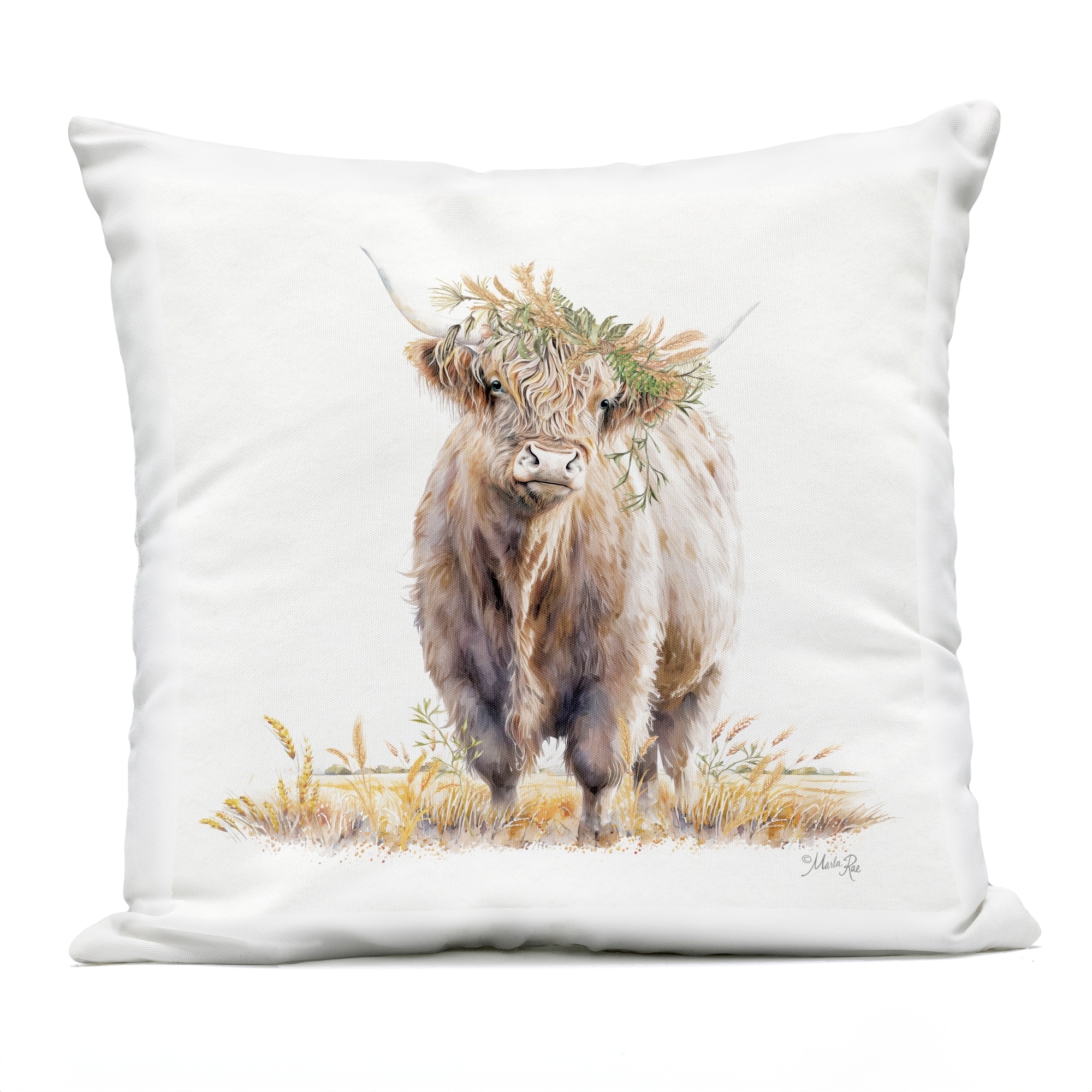 Stupell Ollie the Highland Cattle Printed Outdoor Throw Pillow Design by Marla Rae
