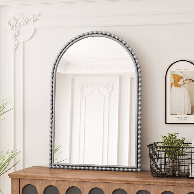 Iron Art Arch Vintage Vanity Mirror - Wall Hanging/Tabletop, Silver, Living Room - Silver