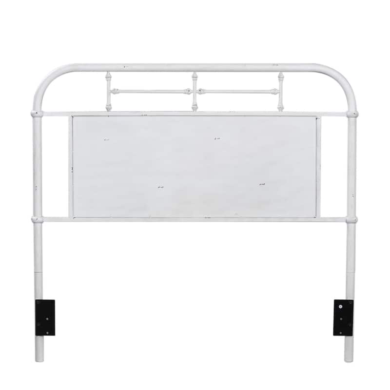 Vintage Series Distressed Metal King Headboard- Antique White or Navy Blue