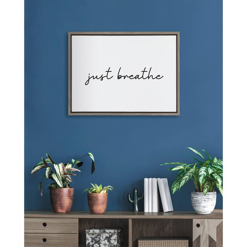 Kate and Laurel Sylvie Just Breathe BW Canvas by Creative Bunch Studio
