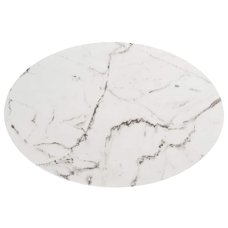 SAFAVIEH Corene White Marble/ Black Oval Coffee Table - 47.5" W x 31.5" L x 15" H - 48Wx32Dx15H