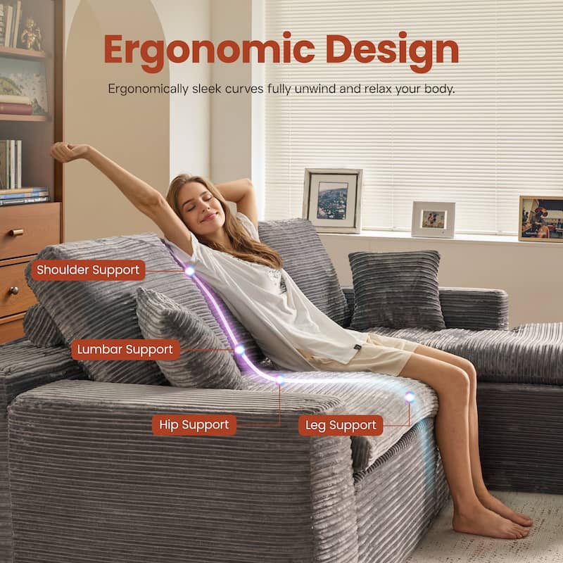 OVIOS No-Assembly L-Shaped Chaise Sofa